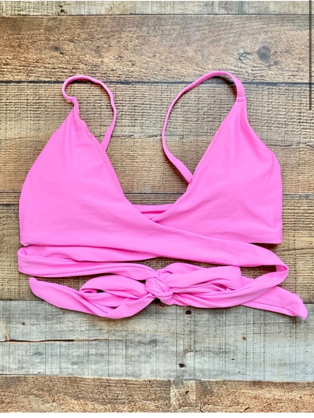 aerie Pink Wrap Bikini Top